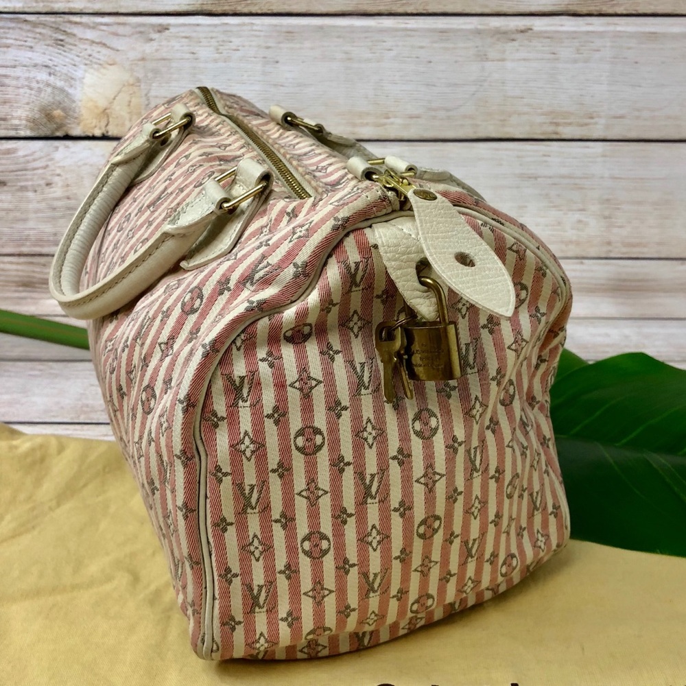 LOUIS VUITTON • Pink Stripe Speedy - Picture 3 of 8